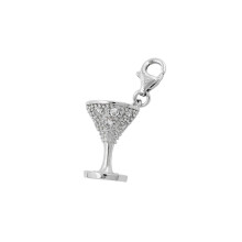 Pendant 15x11mm Charm Chalice With Cubic Zirconias Rhodium Plated Shiny 925 - Gl91161