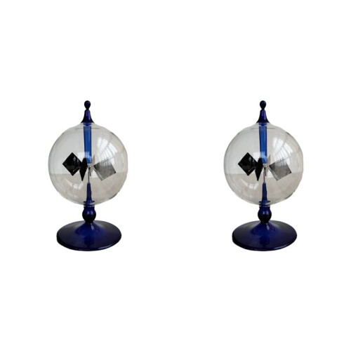 2X 4 Blades Rotating Glass Windmill Solar Powered Crookes Radiometer Light Mill/Educational Teaching Study Tool A