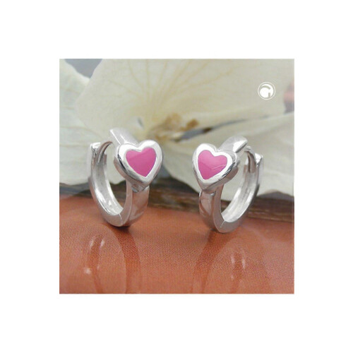 Hoop Earrings Heart Pink Silver 925 - Gl93636 1