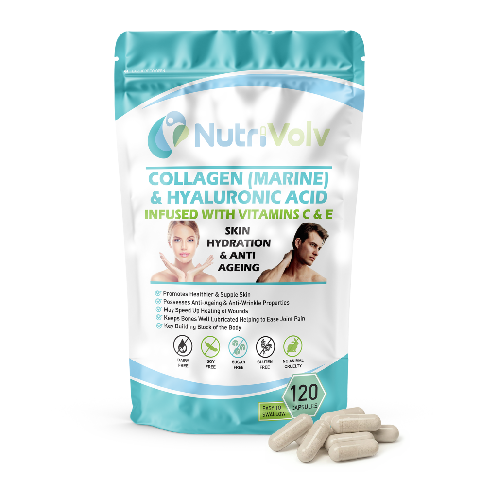 Nutrivolv Collagen Hyaluronic Acid Vitamins C&E 120 Capsules