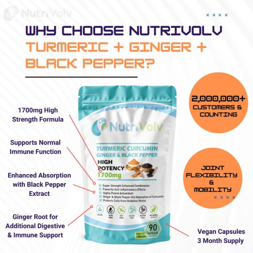 Turmeric Curcumin 1700mg Ginger Black Pepper 2