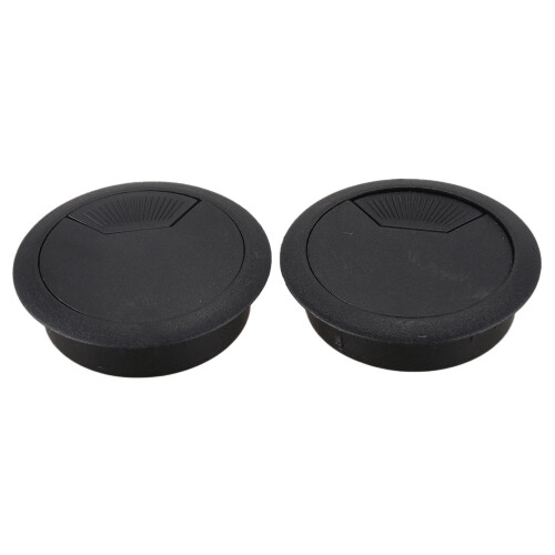 2 Pcs 50mm Diameter Desk Wire Cord Cable Grommets Hole Cover Black