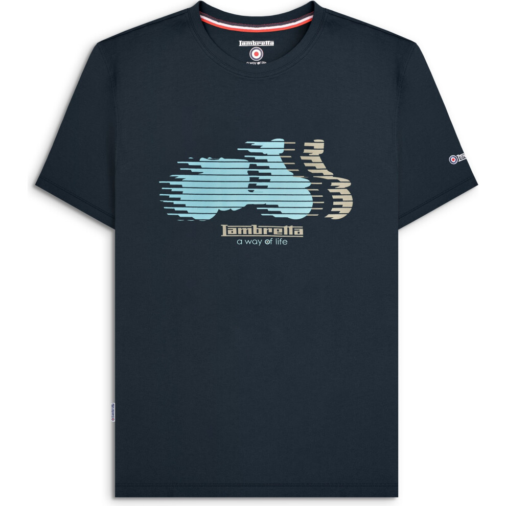 Lambretta (2Xl, Navy) Mens Scooter Blur Short Sleeve T-Shirt