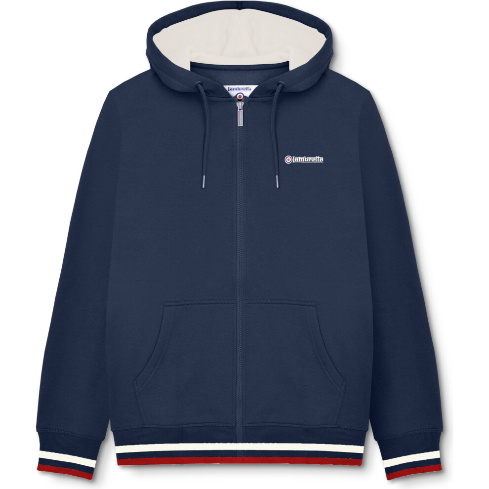 Lambretta (2Xl, Navy/Jetstream/Red) Mens Full Zip Twin Tipped Hooded Sweatshirt Hoody Hoodie Jacket