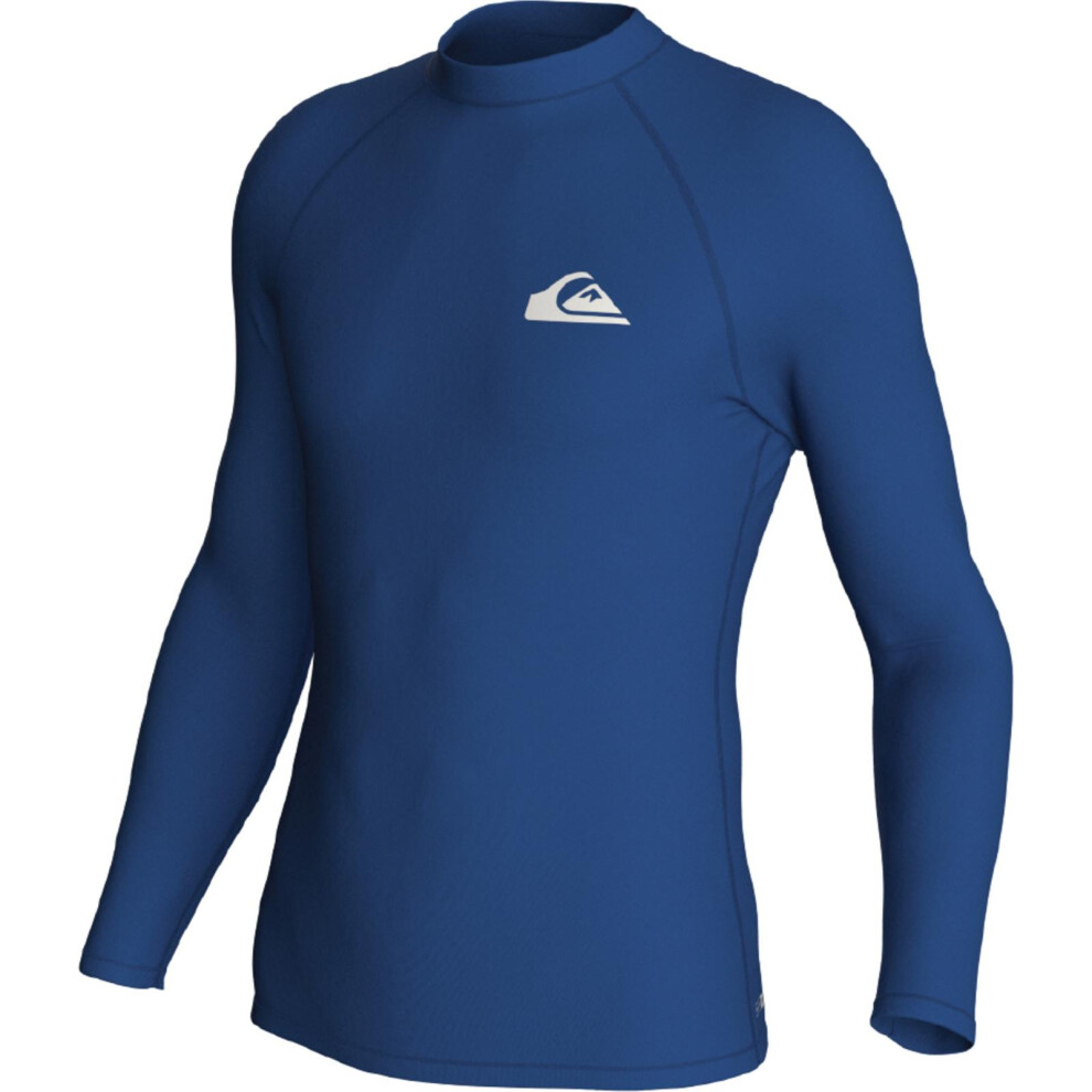 Quiksilver (M, Monaco Blue) Mens Everyday Long Sleeve Beach Surf Pool Upf50 Rashguard