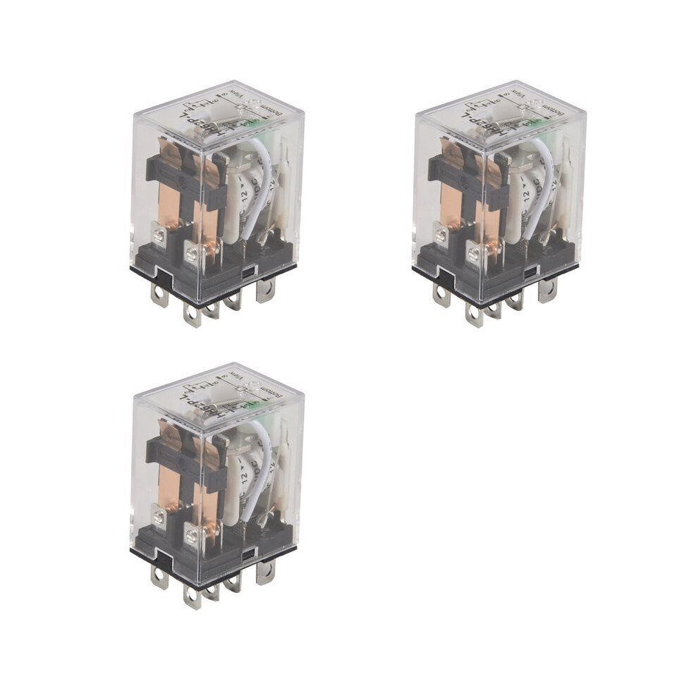 3X 12V Coil 10A 240Vac 28Vdc Dpdt Electromagnetic Relay Jqx-13F2z 4711086274174