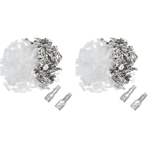 400PCS Male/Female Spade Crimp Terminals Electrical Insulating Sleeve Wire Wrap Connector, 4.8MM