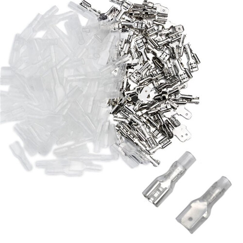 400PCS Male/Female Spade Crimp Terminals Electrical Insulating Sleeve Wire Wrap Connector, 4.8MM 1