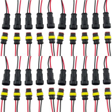20 Pair 2 Pin Way Waterproof Electrical Wire Connector Plug Set Car Connectors with Cable for Motorcycle, Scooter Marine