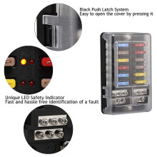 4sets 12V 12-Weg Maritiem Zekeringblok, Zekeringpaneel met Aarde en 12 Volt Zekeringkast voor Auto-Automobielboot RV RZR