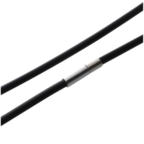 Colar de CordãO de Borracha Fashion de 19,75 Polegadas e 3 Mm com Fecho de AçO InoxidáVel - Preto 2
