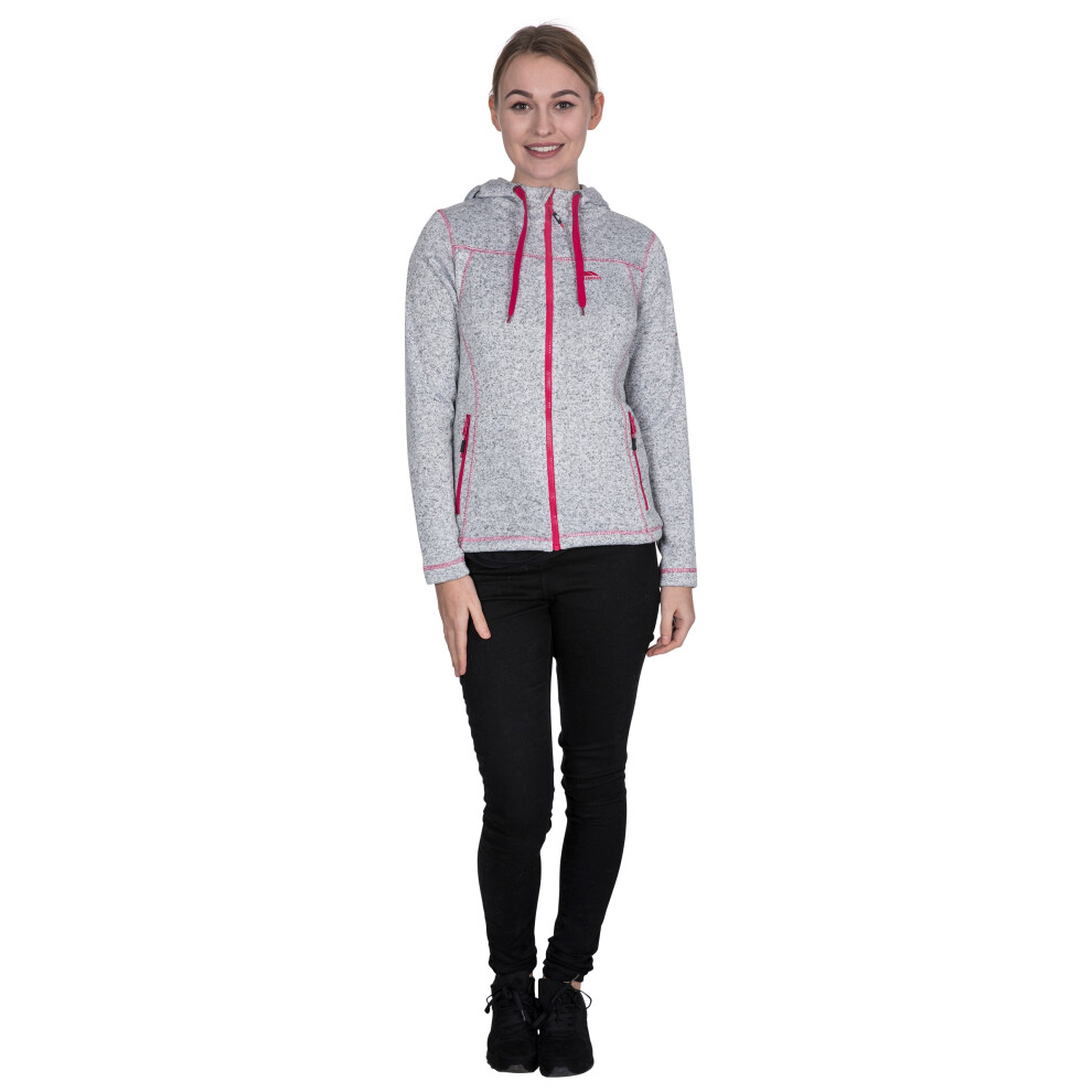Trespass (8, Ghost / Cerise) Odelia Womens Full Zip Fleece Hood Jacket