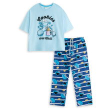 (Medium) Sesame Street Short Sleeve Long Leg Pyjama Set (Womens Blue)