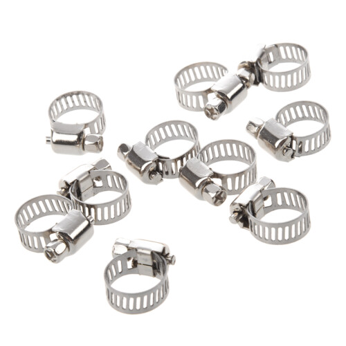 Water Joint Hose Clamps 6-12mm Hoop Silver Tone 10 Pcs