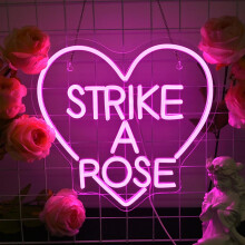 Neon LED decorativo Strike a Rose con regulador de intensidad, decorativo moderno 34x30 cm — letrero luminoso pared