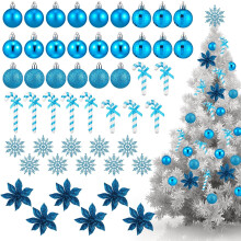 Weihnachtsbaumkugeln – Weihnachtsset 50 Schmuckstücke – Ästhetische blaue Dekoration — weihnachtskugeln set, weihnachtskugeln blau