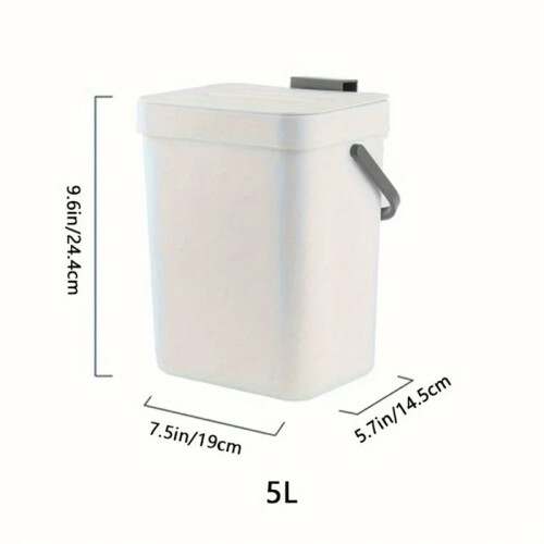 Space-Saving Quiet-Close Trash Can, Eco-Friendly Sealed Bin for Kitchen & Office, No Electricity Needed White-3L 1