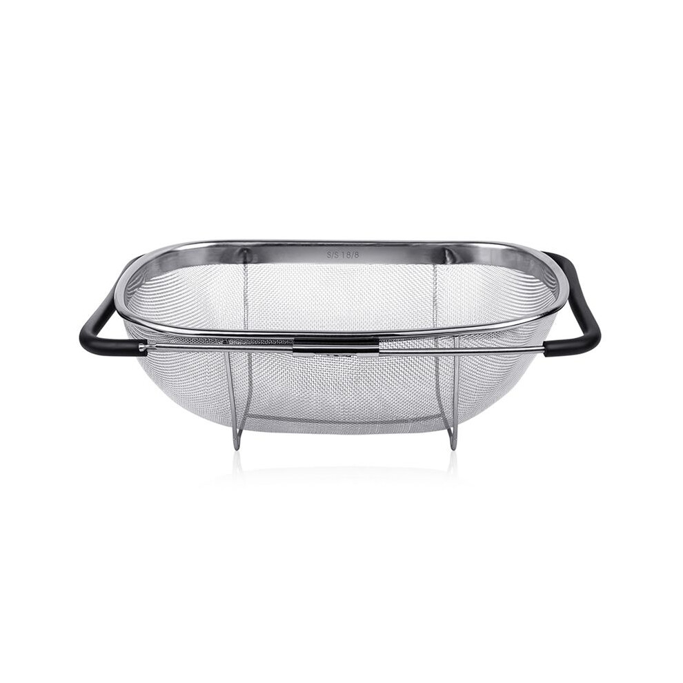 Large Sink Colander Stainless Steel Fine Mesh Colander Basket With Telescopic Rubber Handle Telescopic Rice Drain Basket 4711371675921