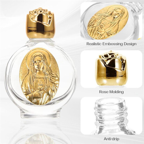 12 St Präglade Vigvattenflaskor Glasvattenflaska Bärbar Vigvattenbehållare Kyrkan Välsignelseflaskor Guld 1