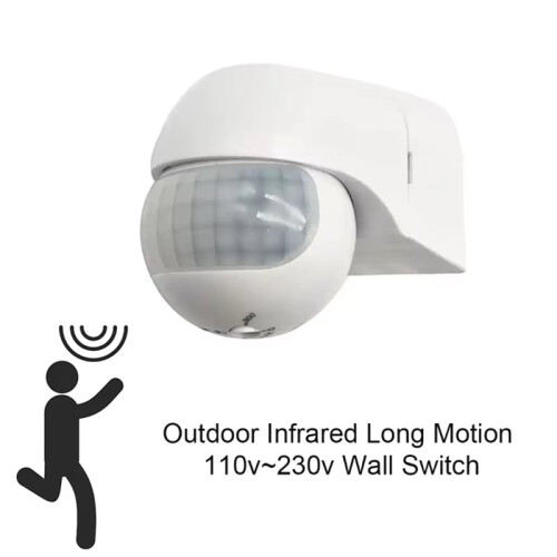 Outdoor Infrared Long Motion AC100V-240V Wall  PIR Detectors LED Sensor Waterproof Timer Light Motion Sensor White 1