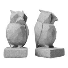 Figurines Supports Soucoupes de Soutien pour Livres Hiboux Modernes Gris 16 cm 2 pièces — serre livres design