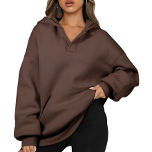 Sudadera con capucha para mujer Oversize Casual Deportiva Cálida Marrón S — ropa athleisure mujer, hoodie ancho invierno