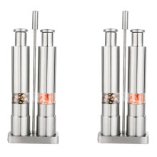 2X Manuelle Salz und Pfeffer Mühle Set Thumb Push Pfeffer Mühle Rostfreier Stahl Gewürz Saucen Mühlen mit Metall Halter
