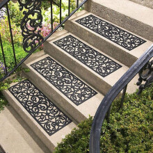 (Set of 8) Wrought Iron Effect Heavy Duty Rubber Stair Treads Non Slip Anti Trip Step Outdoor or Indoor Door Mat for Patio