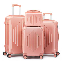 (Rose golden) Of 4 Suitcases Featuring Corner Guards, Available in Sizes 12, 20, 24, And 28 Inches. These Durable Hard-Shell Cases