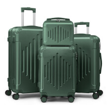 (Green) Of 4 Suitcases Featuring Corner Guards, Available in Sizes 12, 20, 24, And 28 Inches. These Durable Hard-Shell Cases