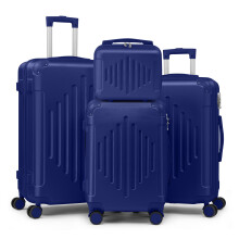 (Deep Blue) Of 4 Suitcases Featuring Corner Guards, Available in Sizes 12, 20, 24, And 28 Inches. These Durable Hard-Shell Cases