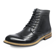 (Black, 9.5) Men's Brogue Ankle Boots | Classic Lace-Up Dress Boots for Casual & Formal