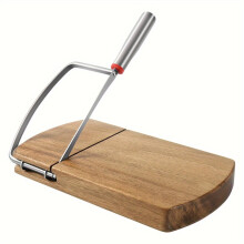 (1pc) Premium Acacia Wood Cheese Slicer with Stainless Steel Blade - Versatile Cutter for Cheese, Butter, Sausages & Fruits