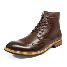 (Dark Brown, 8.5) Men's Brogue Ankle Boots | Classic Lace-Up Dress Boots for Casual & Formal