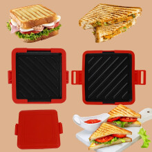 (Red) Microwave toaster, microwave sandwich toaster, microwave toaster for toast, waffles, sandwiches