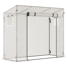 (White) 200x76x168cm Walk-in Garden Greenhouse Patio Hot House, Plants Flowers Herbs Tomato Grow w/ Steel Frame Door Window