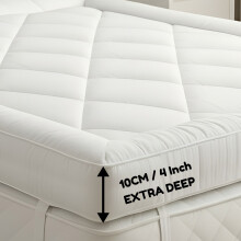 (Single, 1pc) Hotel Quality 10cm Mattress Topper, Ultra Soft & Deep Mattress Topper, 1200gsm Brushed Microfiber Mattress Pad