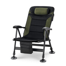 (Black green) Portable Outdoor Fishing Chair, Thickened Aluminum Frame, 4-Level Adjustable Backrest, Telescopic Big Foot Legs