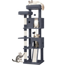 (Dark Gray) Large Cat Tree, 152cm Scratching Post, Sturdy Cat Tree for Large Cats with Sisal Scratching Posts, Scratching Board