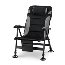 (Black Grey) Portable Outdoor Fishing Chair, Thickened Aluminum Frame, 4-Level Adjustable Backrest, Telescopic Big Foot Legs