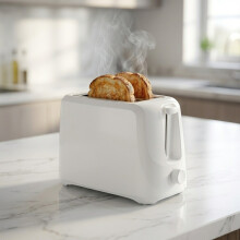 (White) Bread Toaster 2 Slice with Wide Slots,6 Browning Settings,High Lift, Slide-out Crumb Tray, Frozen,Reheat,Stop Functions