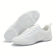 (White, 5.5) [Breathable Cheerleading Shoes] Lightweight, Breathable Black & White Cheerleading Shoes for Women | Flexible Sneakers