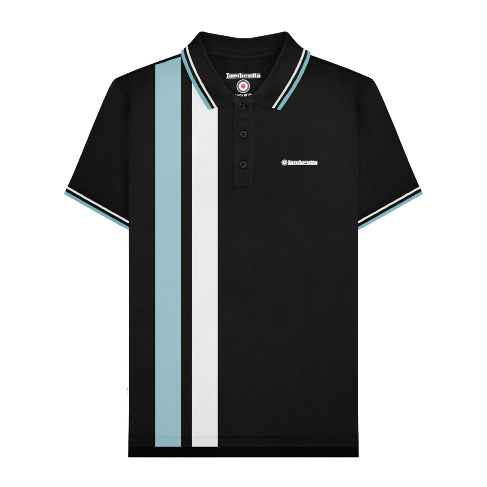 Lambretta (L, Black) Mens Ss25 Vertical Stripe Polo Shirt