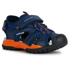 (2.5 UK Child, Royal Blue/Orange) Geox Boys Borealis Sandals