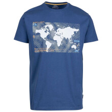 (S, Indigo) Trespass Mens Chera Topographic Crew Neck T-Shirt