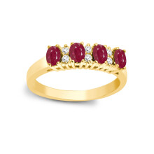 (I) Jewelco London 9ct Gold 4 Claw Set H I1 0.12ct Diamond and Oval Red 0.92ct Ruby Quadrilogy Eternity Ring 4mm - 9R392