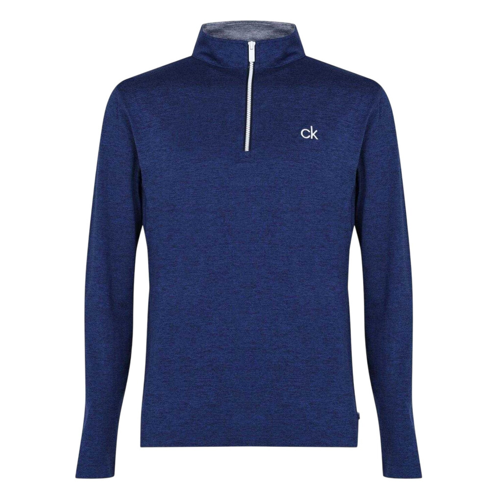 Calvin Klein (L, Navy Marl) Mens Albany Half Zip Golf Sweatshirt