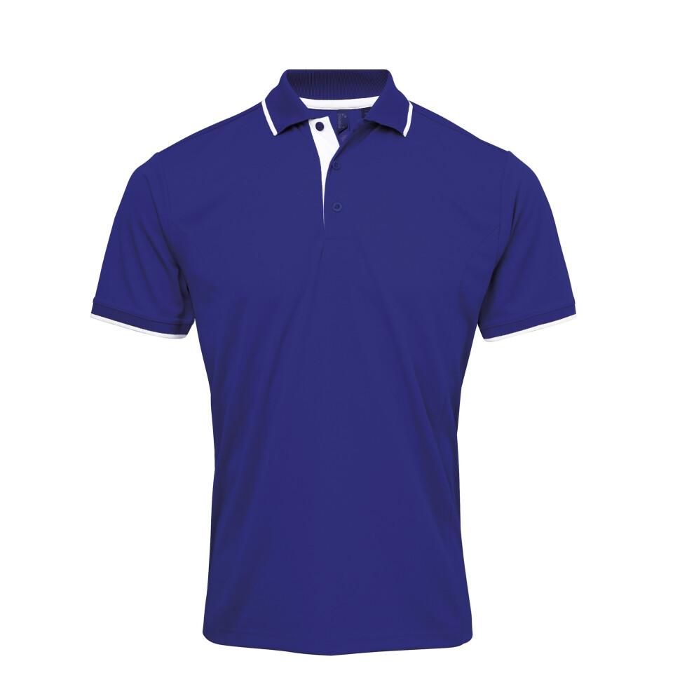 Premier (2Xl, Royal/White) Mens Contrast Coolchecker Polo Shirt