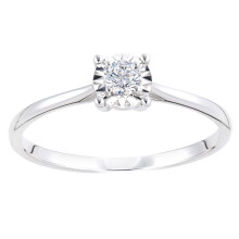 (M) Jewelco London 18ct White Gold Round 15pts Diamond Illusion Solitaire Engagement Ring - PR1AXL2736W18