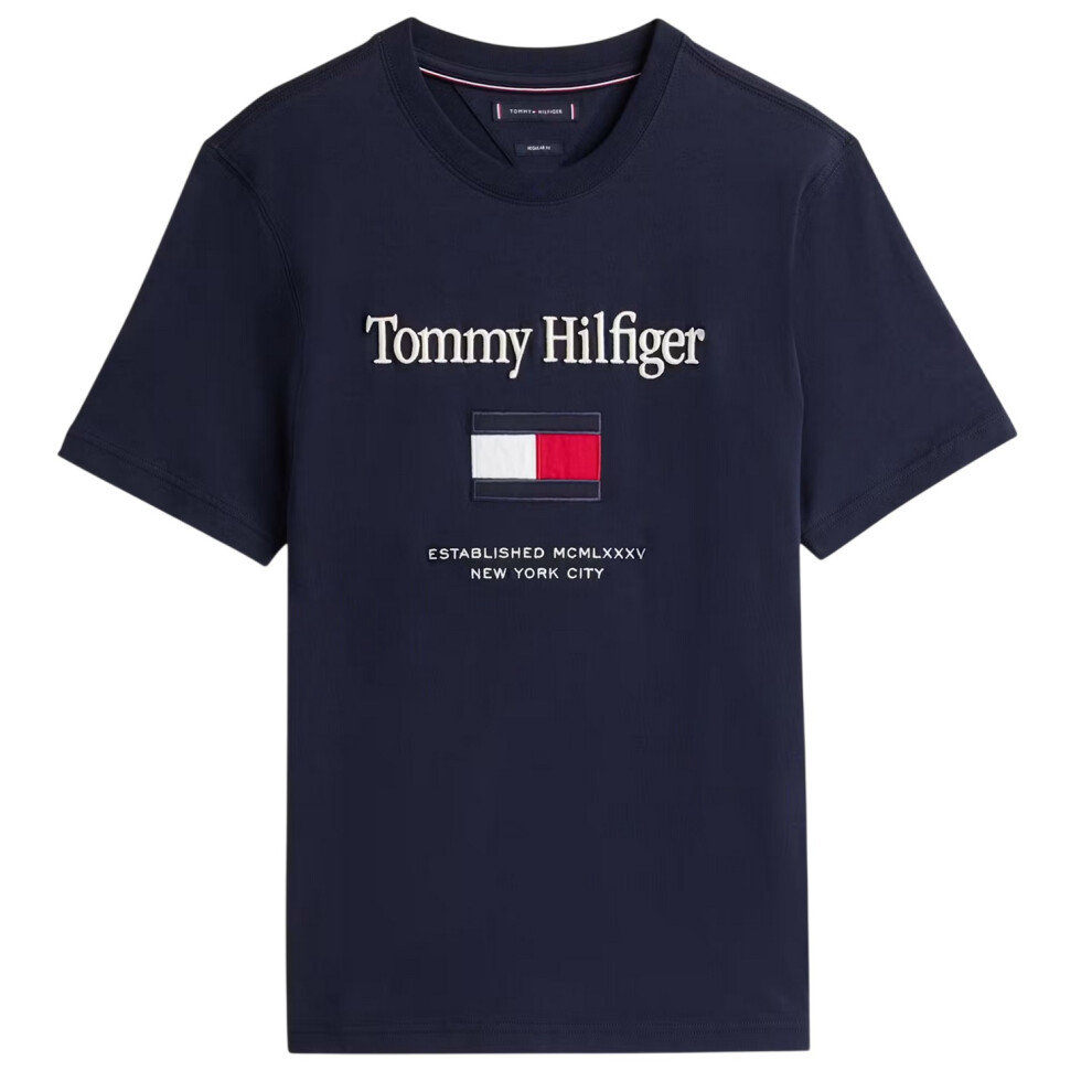 Tommy Hilfiger (Xxl, Desert Sky) Mens Flag Embroidered T-Shirt